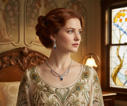 🎃👑Parure en strass bleu et blanc NACRELUNE parure