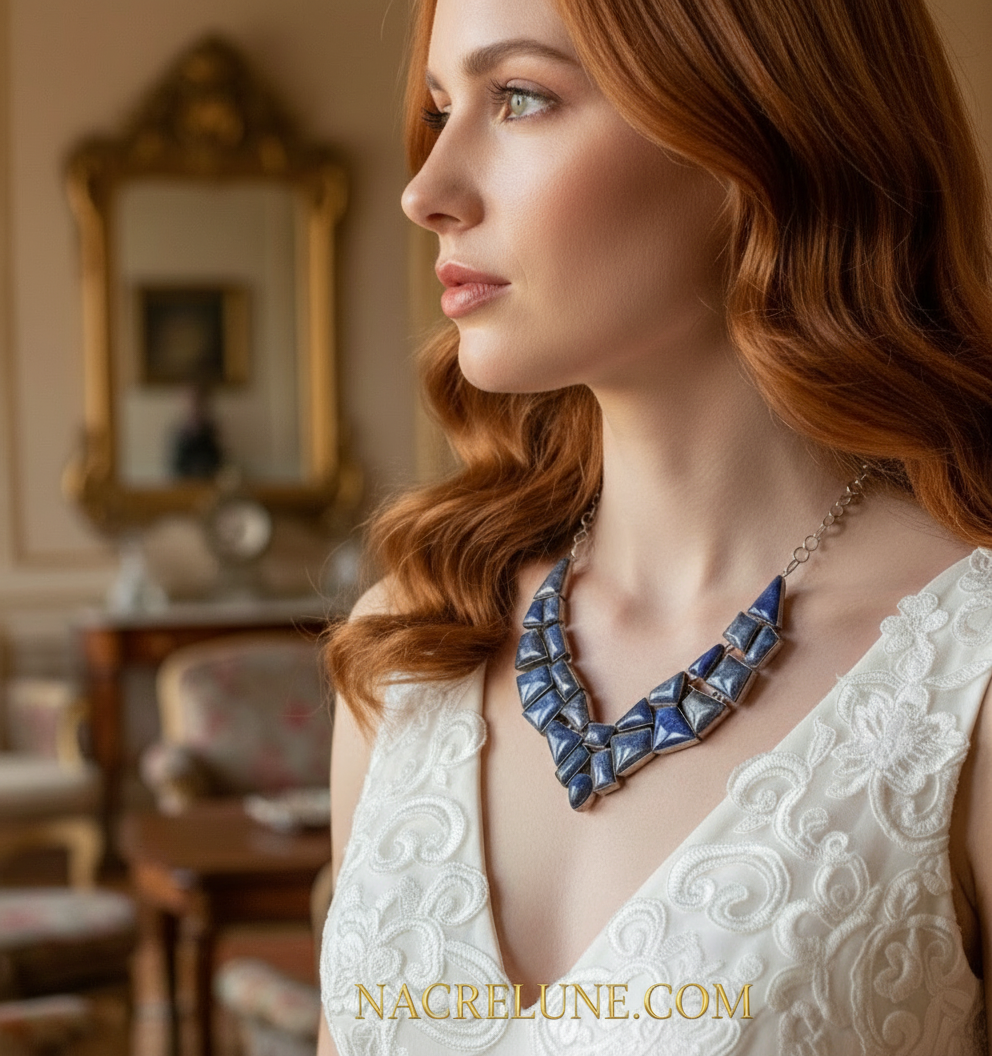 Collier en argent 925 et lapis lazuli NACRELUNE collier