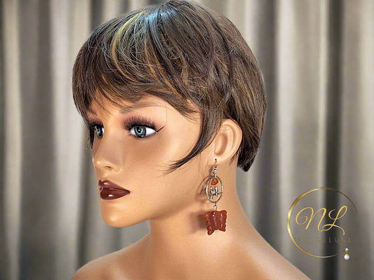 boucles d'oreille en agate et ambre