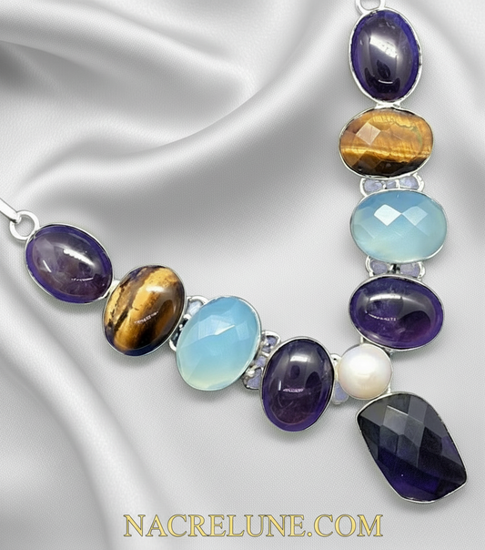 Collier en argent et pierres fines NACRELUNE collier