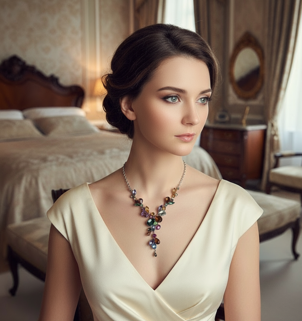 Collier en strass multicolores nacrelune.com parure