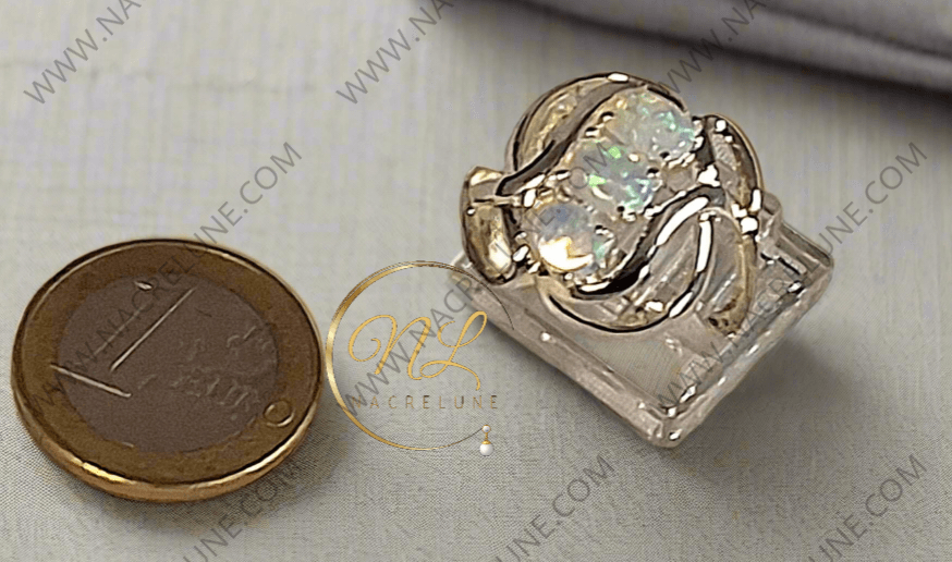 Bague en argent 925 avec opale de feu bleue