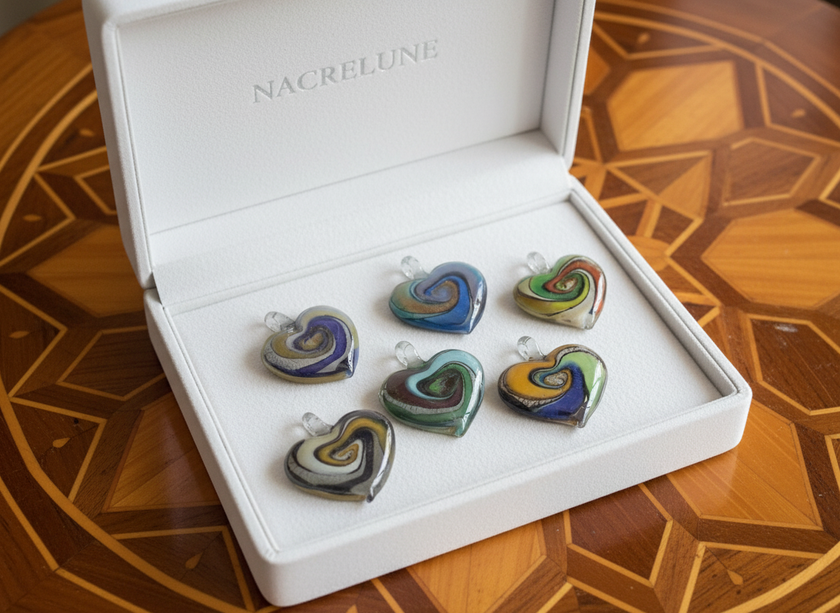 Pendentif coeur en verre multicolore NACRELUNE pendentif