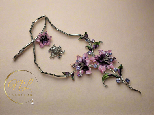 Parure en émail aux grandes fleurs : choisissez votre couleur