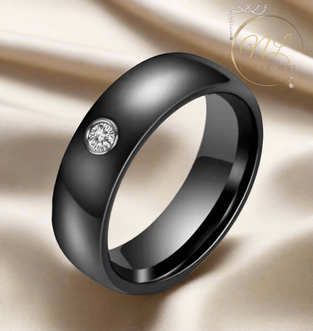 Bague en céramique : choisissez votre couleur Noir NACRELUNE Bague