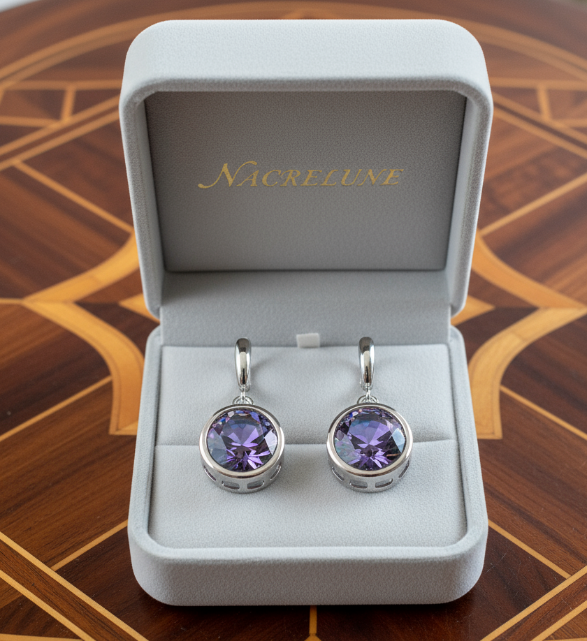 Boucles d’oreille en argent avec topazes taillées traitées mystique nacrelune.com boucles d'oreille