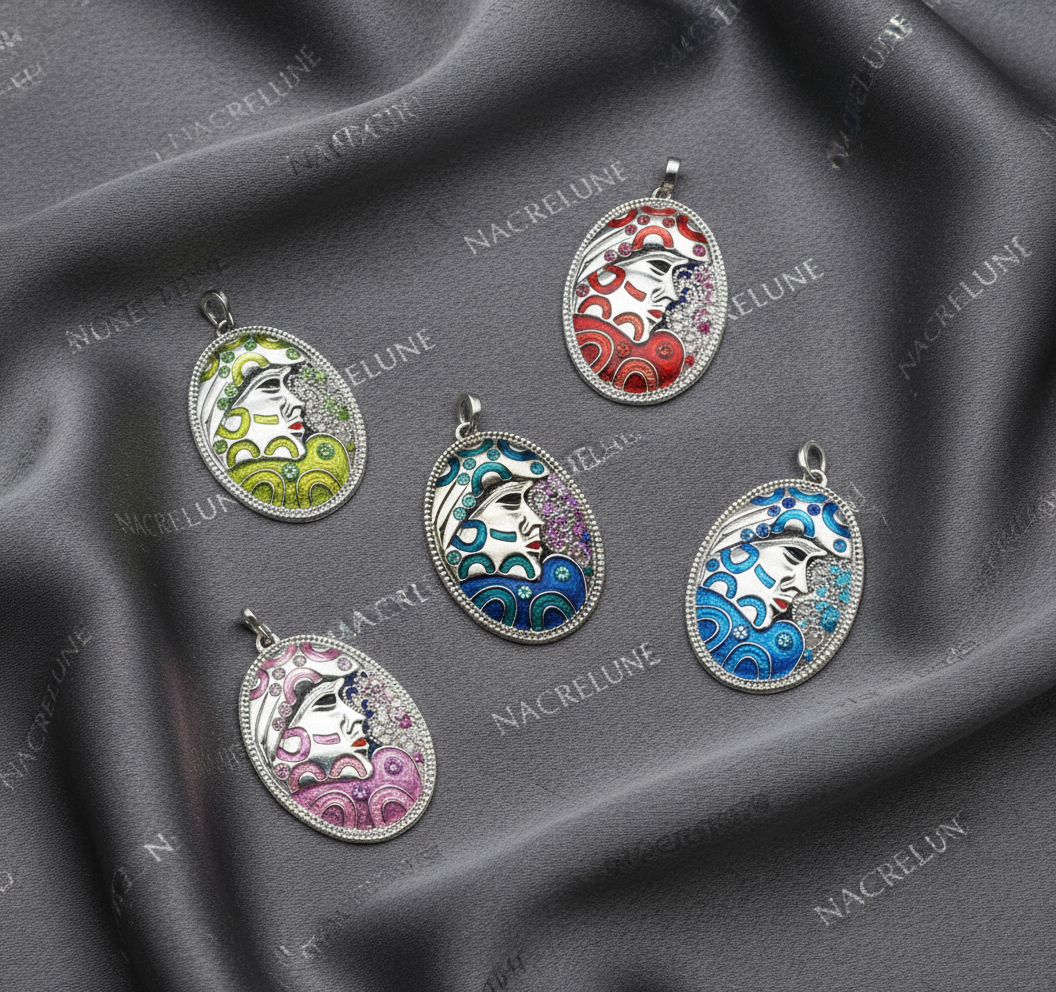 Pendentif en forme de masque, choisissez votre couleur NACRELUNE collier