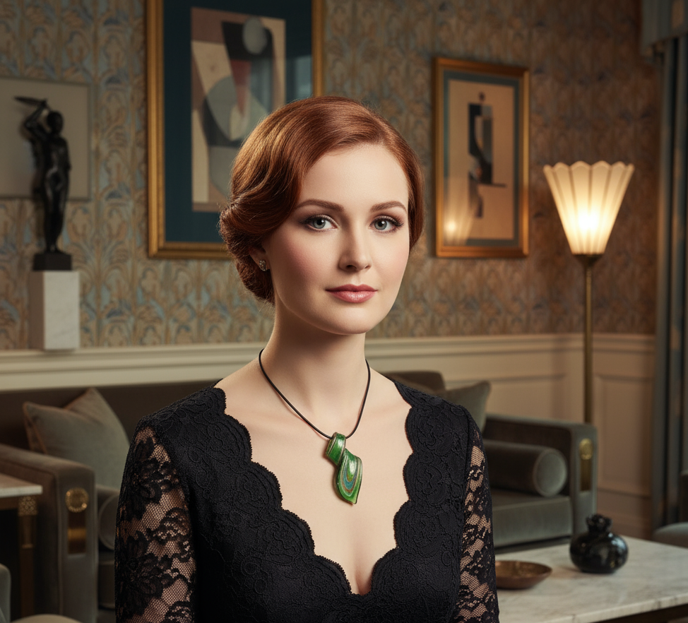 Grand pendentif en verre multicolore NACRELUNE pendentif