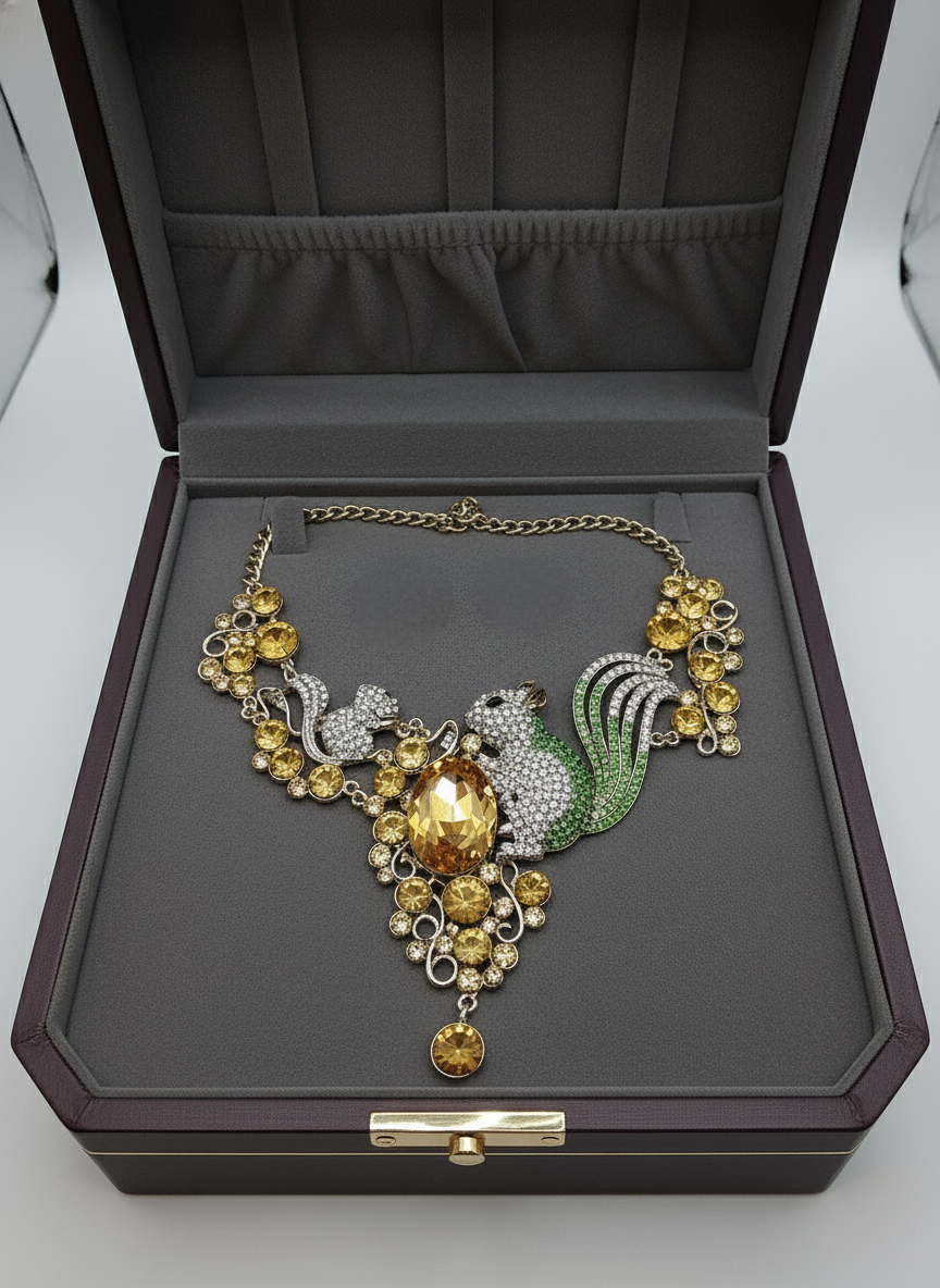 Parure en strass représentant des écureuils nacrelune.com parure