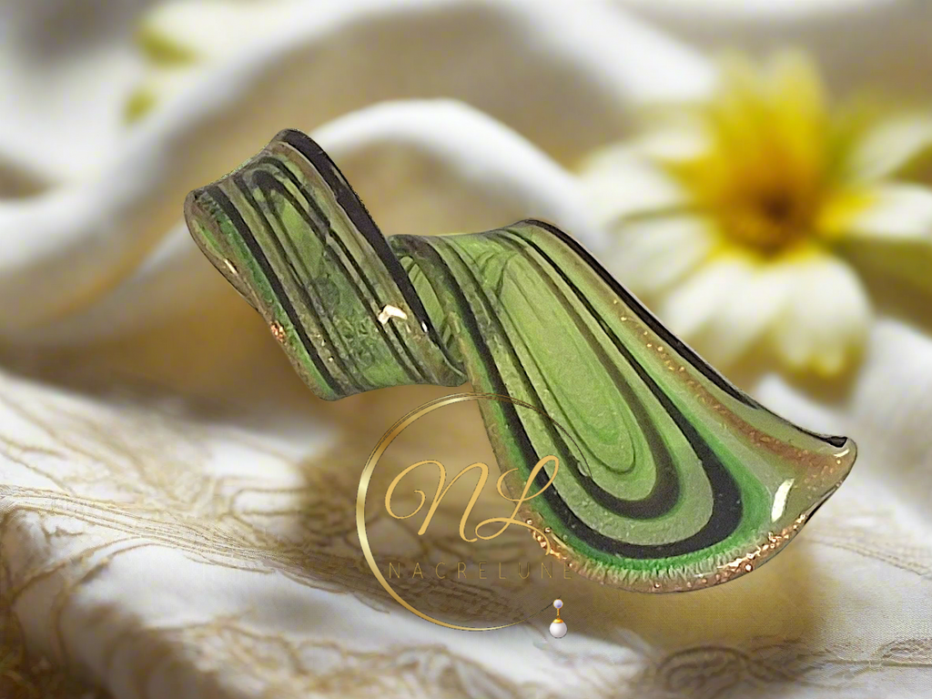 Grand pendentif en verre multicolore Jaune nacrelune.com pendentif