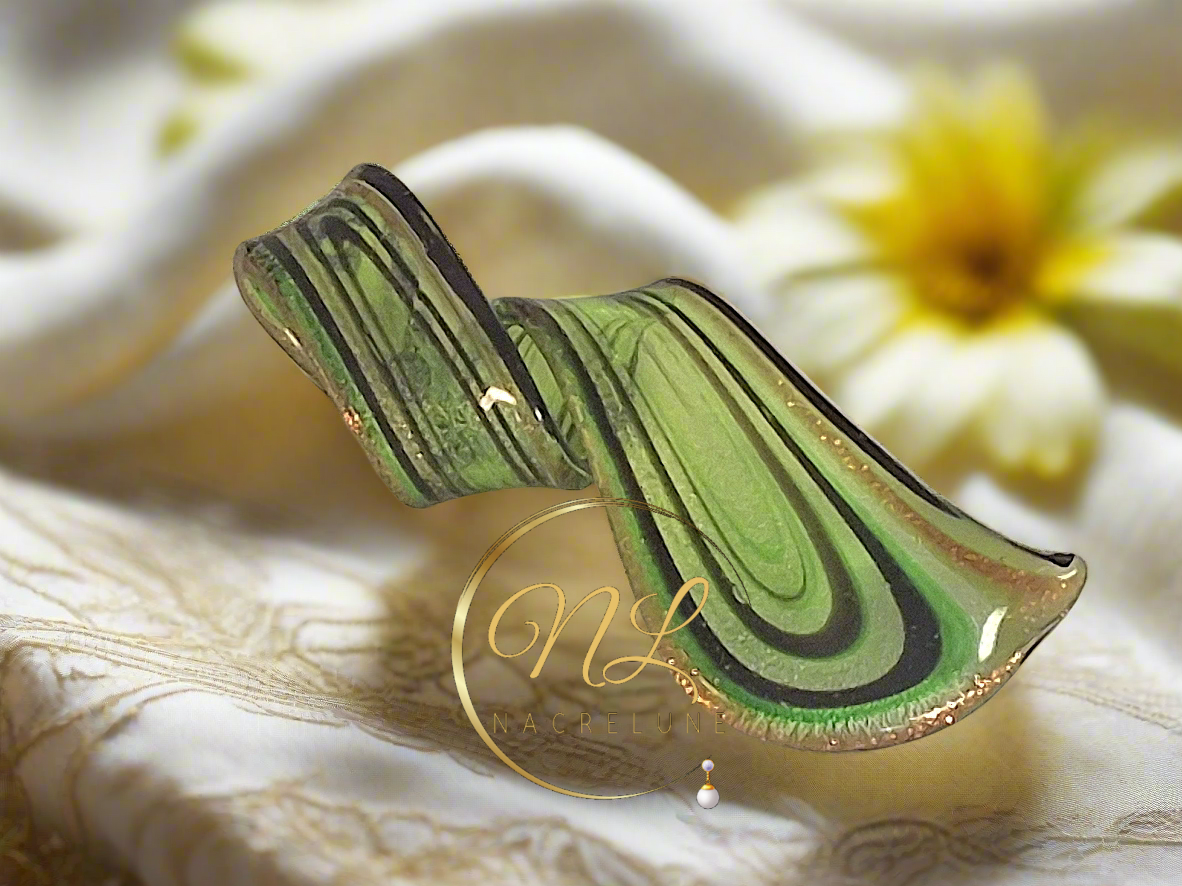 Grand pendentif en verre multicolore Jaune nacrelune.com pendentif