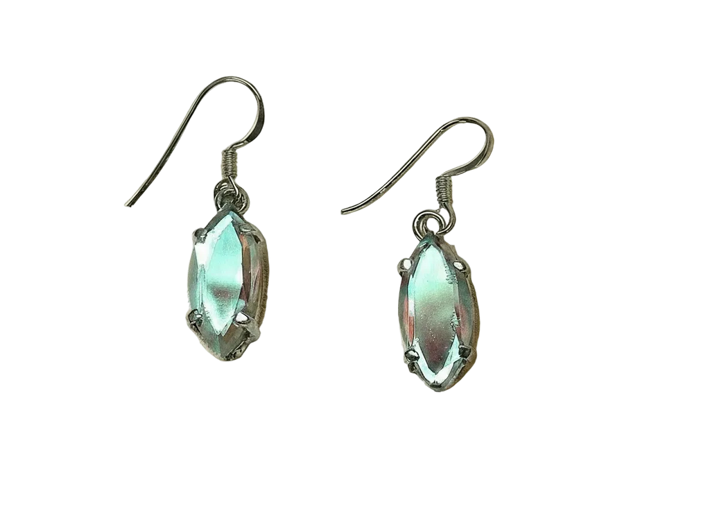 Boucles d’oreille en argent avec topazes traitées mystiques claires nacrelune.com boucles d'oreille