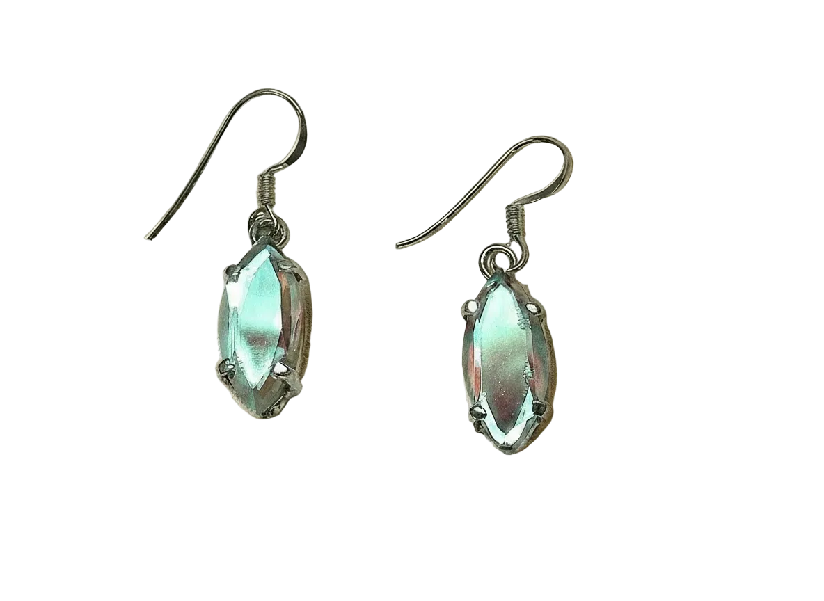 Boucles d’oreille en argent avec topazes traitées mystiques claires nacrelune.com boucles d'oreille