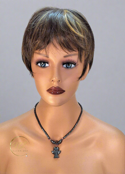 Collier en hématites avec ange gardien