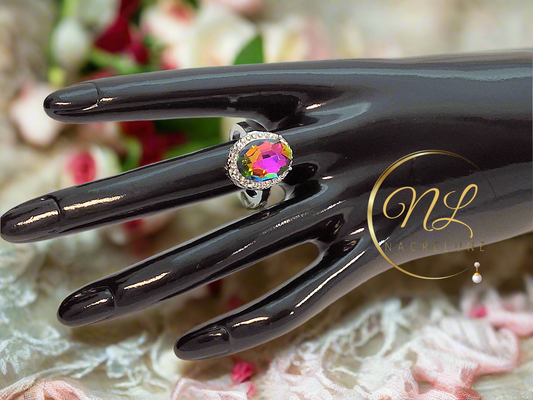 Bague en argent avec topaze mystique