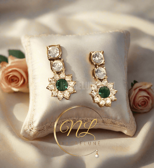 Boucles d’oreille imitation émeraudes