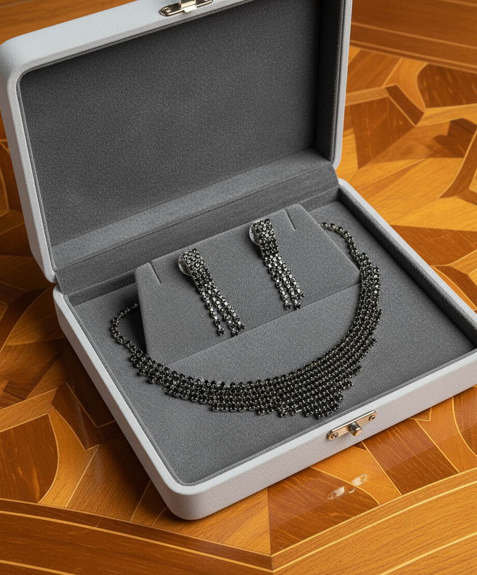 Parure en strass noirs nacrelune.com parure