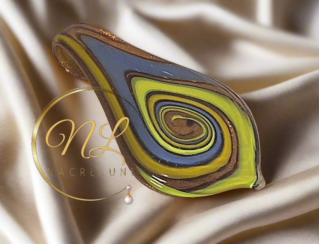 Pendentif en verre artistique coloré Jaune nacrelune.com pendentif