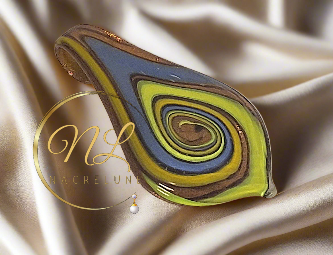 Pendentif en verre artistique coloré Jaune nacrelune.com pendentif