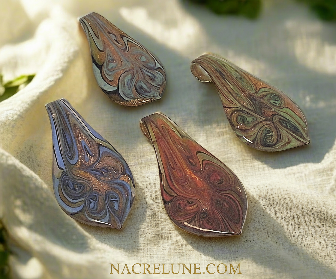 Pendentif en verre décoré décoré et artistique nacrelune.com pendentif