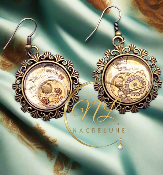 Boucles d’oreille avec camée steampunk