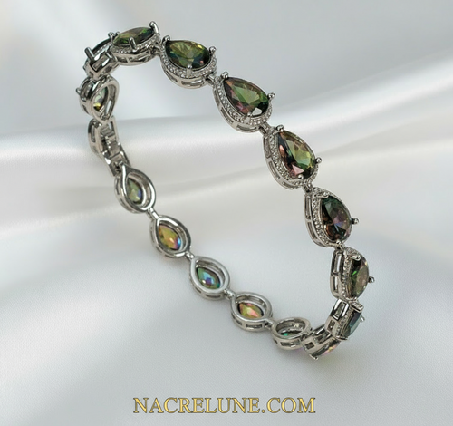 Bracelet en argent avec topazes taillées traitées mystique nacrelune.com bracelet