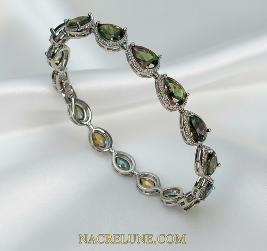 Bracelet en argent avec topazes taillées traitées mystique NACRELUNE bracelet