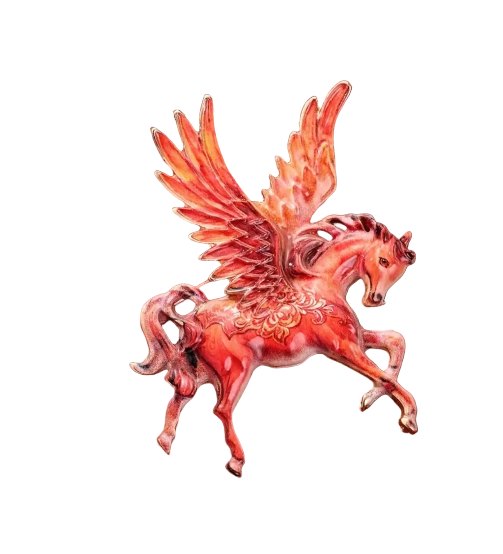 Broche cheval ailé en porcelaine Orange nacrelune.com broche