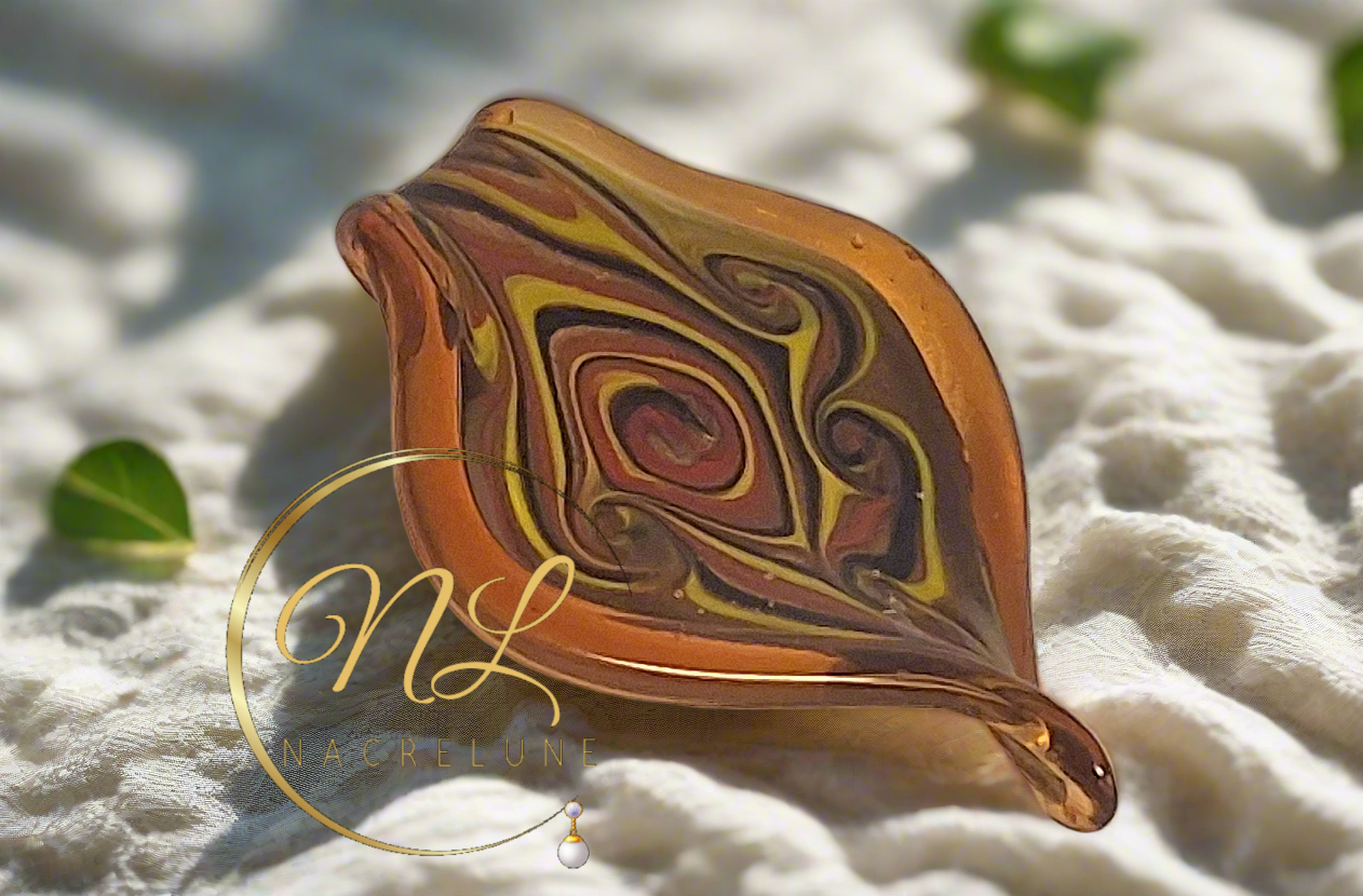 Pendentif en verre artistique en forme de feuille Orange nacrelune.com pendentif