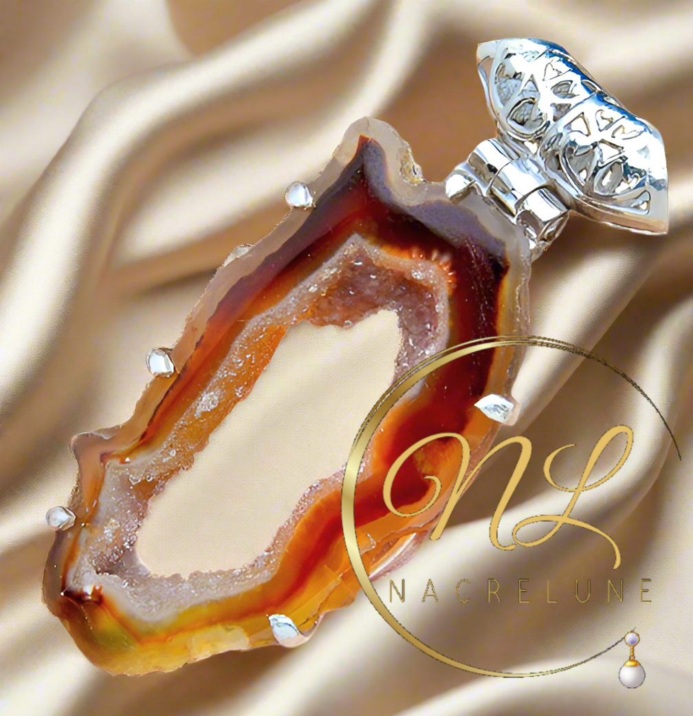 Pendentif en argent 925 avec agate nacrelune.com pendentif