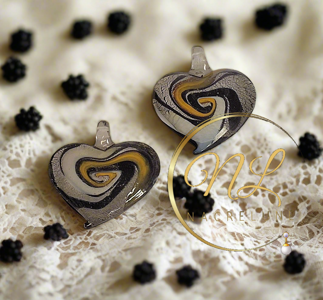 Pendentif coeur en verre multicolore Noir nacrelune.com pendentif