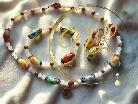 parure en perles de verre décorées