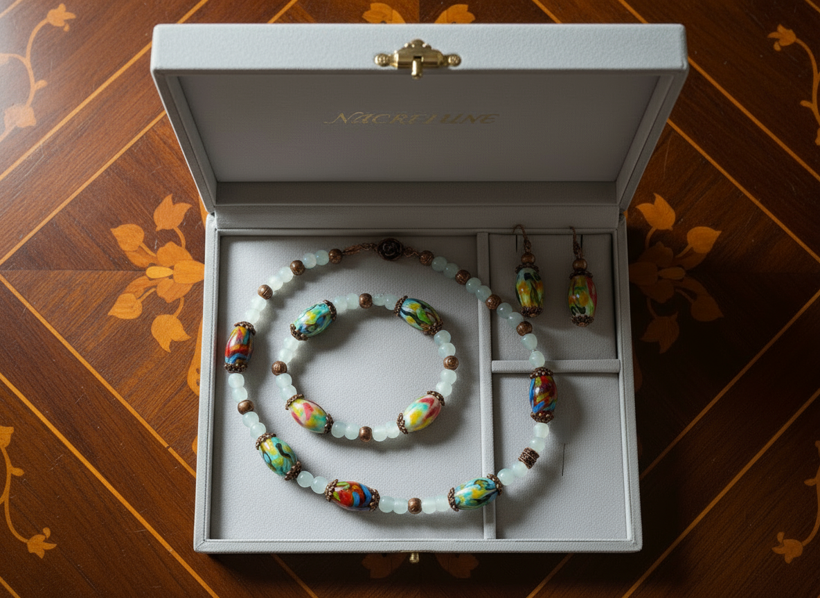 parure en perles de verre décorées Multicolore NACRELUNE parure