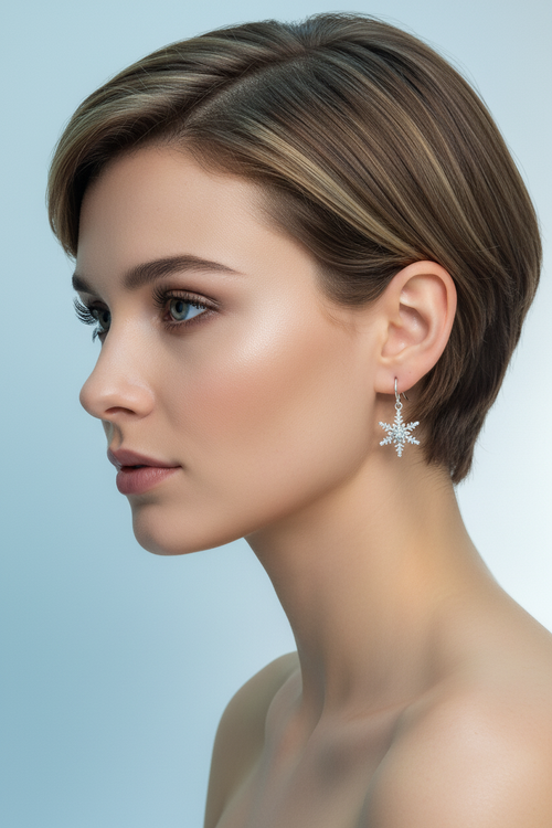 Boucles d'oreilles en argent 925 en forme de flocon nacrelune.com boucles d'oreille