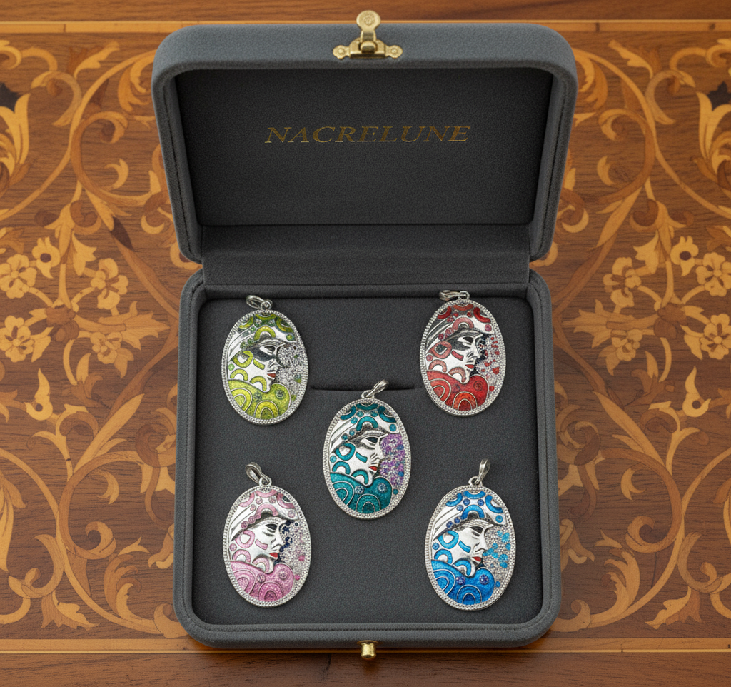 Pendentif en forme de masque, choisissez votre couleur nacrelune.com collier