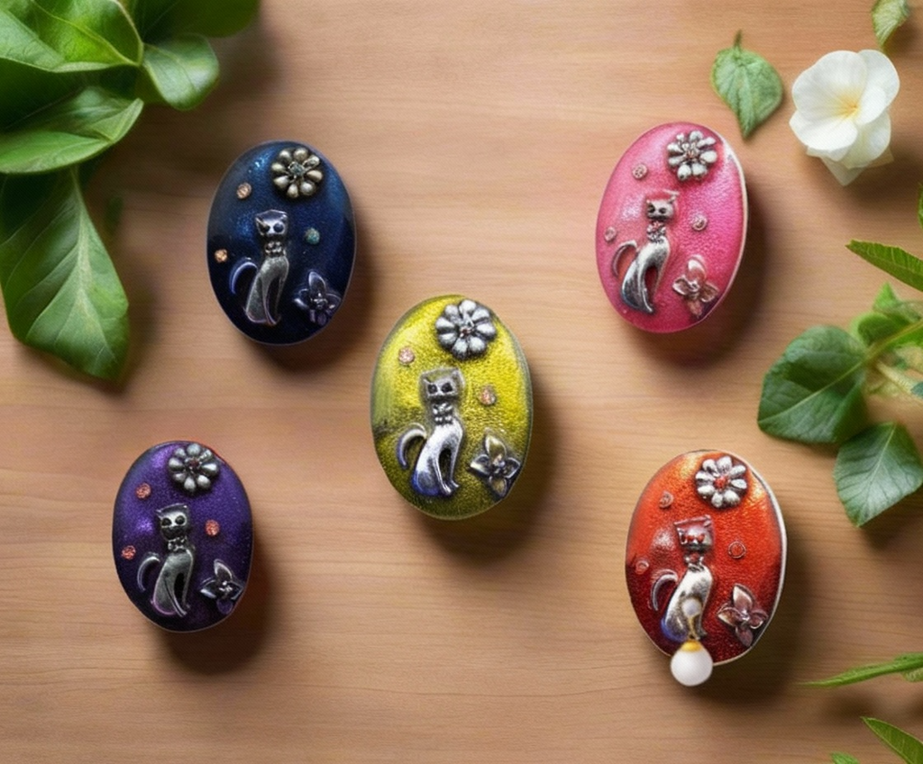 Pendentif en forme de chat, choisissez votre couleur nacrelune.com collier