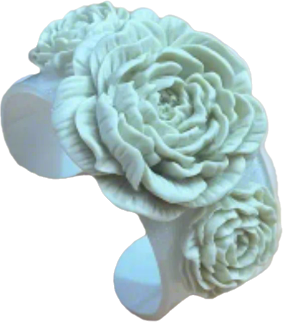Bracelet Résine Fleurs Pivoines Imitation Ivoire - Bijou Floral nacrelune.com bracelet