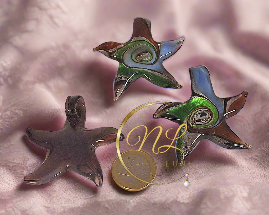 Pendentif en verre en forme d’étoile Mauve nacrelune.com pendentif