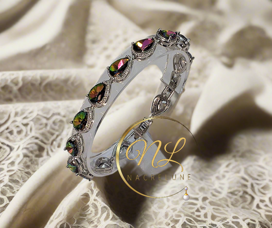 Bracelet en argent avec topazes taillées traitées mystique