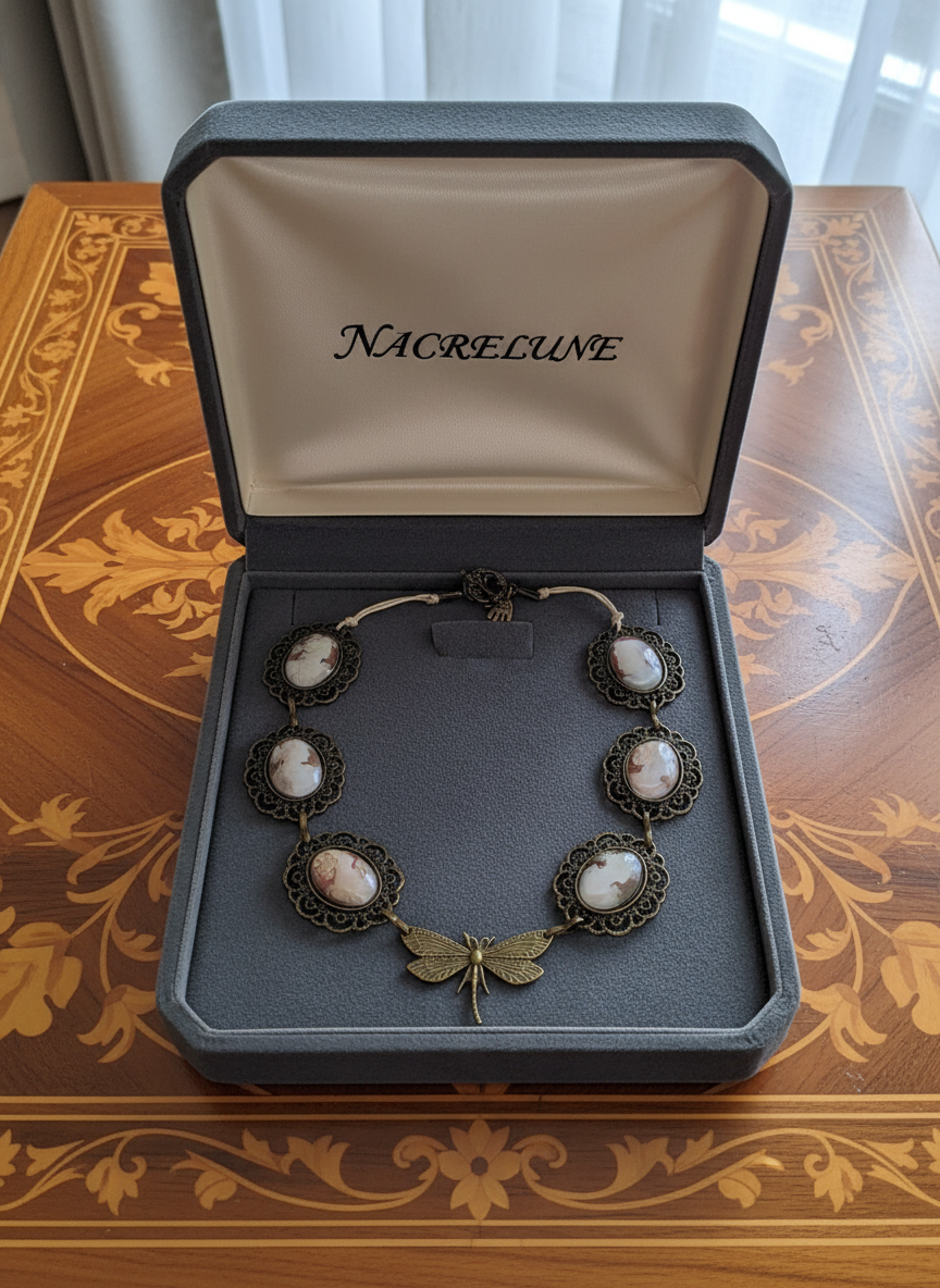 Collier fait de camées avec libellule NACRELUNE collier