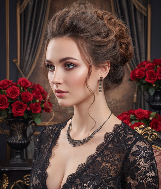 Parure en strass noirs NACRELUNE parure