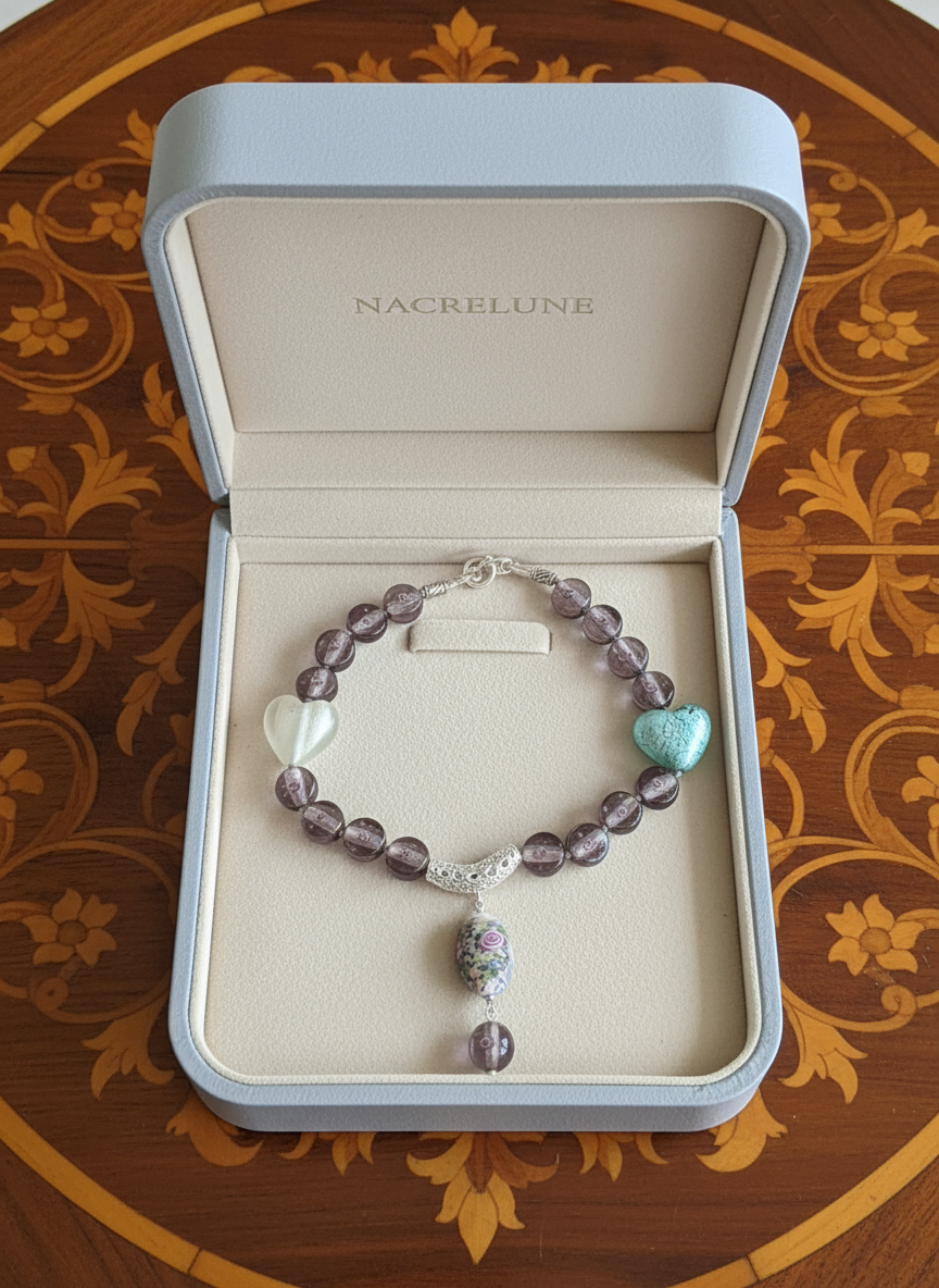 Collier en perles de verre de style Murano nacrelune.com collier