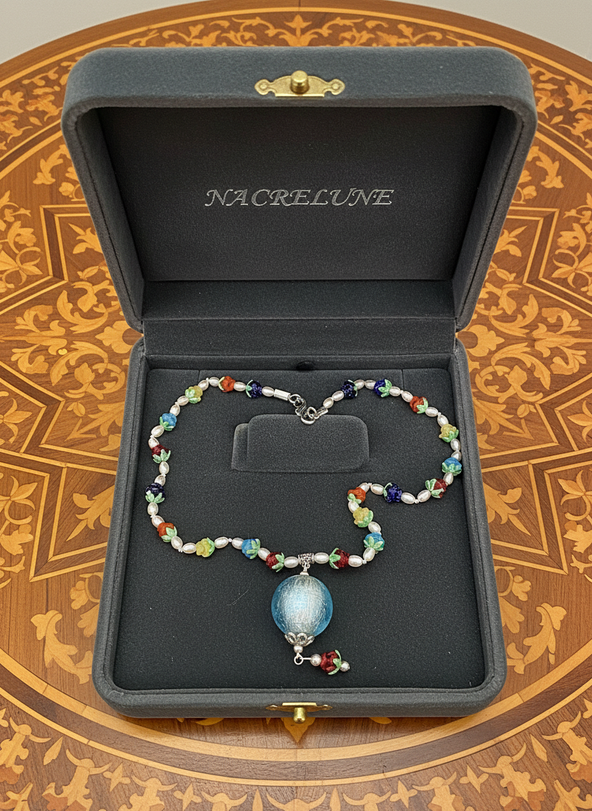 Collier fleuri en perles de verre