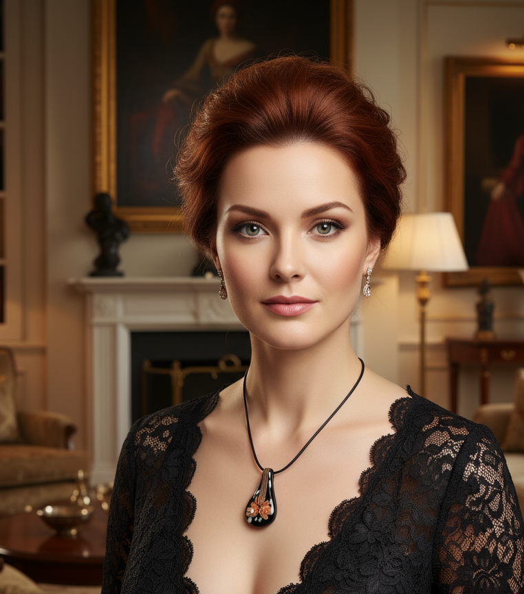 Pendentif en verre représentant une fleur colorée NACRELUNE pendentif