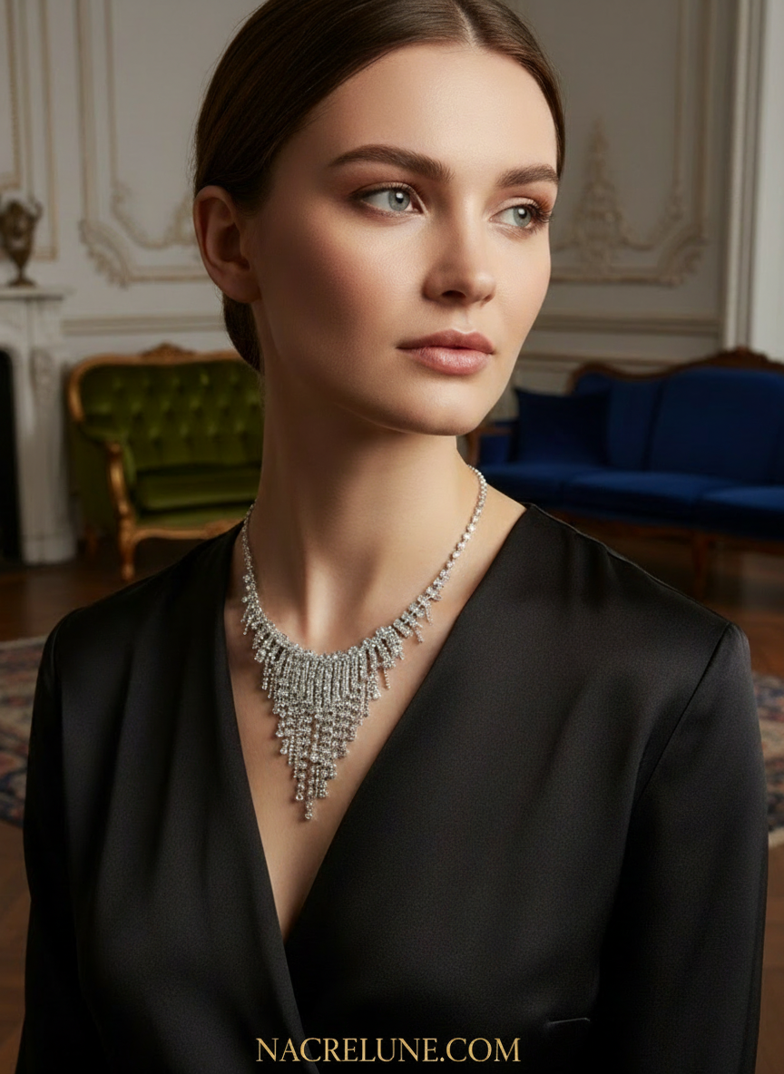 Parure complète strass en triangle nacrelune.com parure