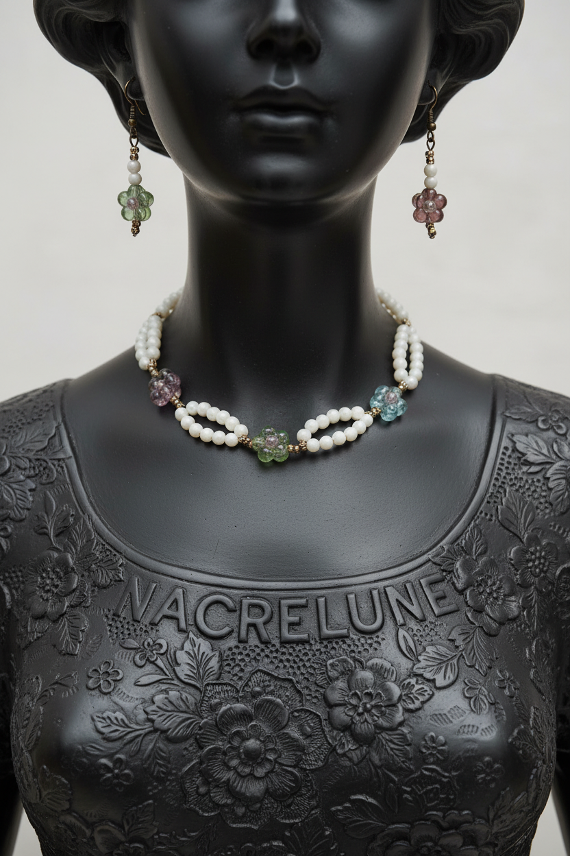 Parure Nacre & Fleurs de Verre - Douceur & Protection | NACRELUNE NACRELUNE parure