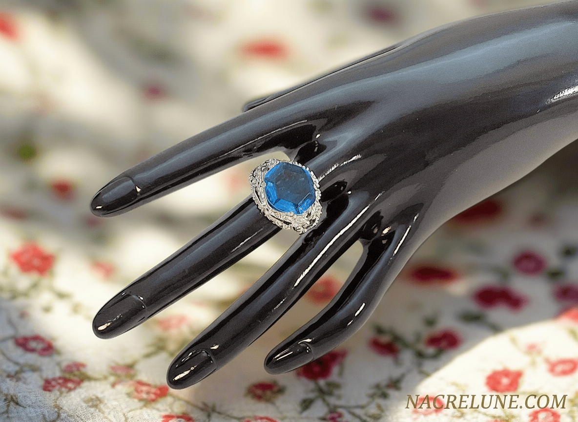 Bague argent avec topaze bleue NACRELUNE Bague