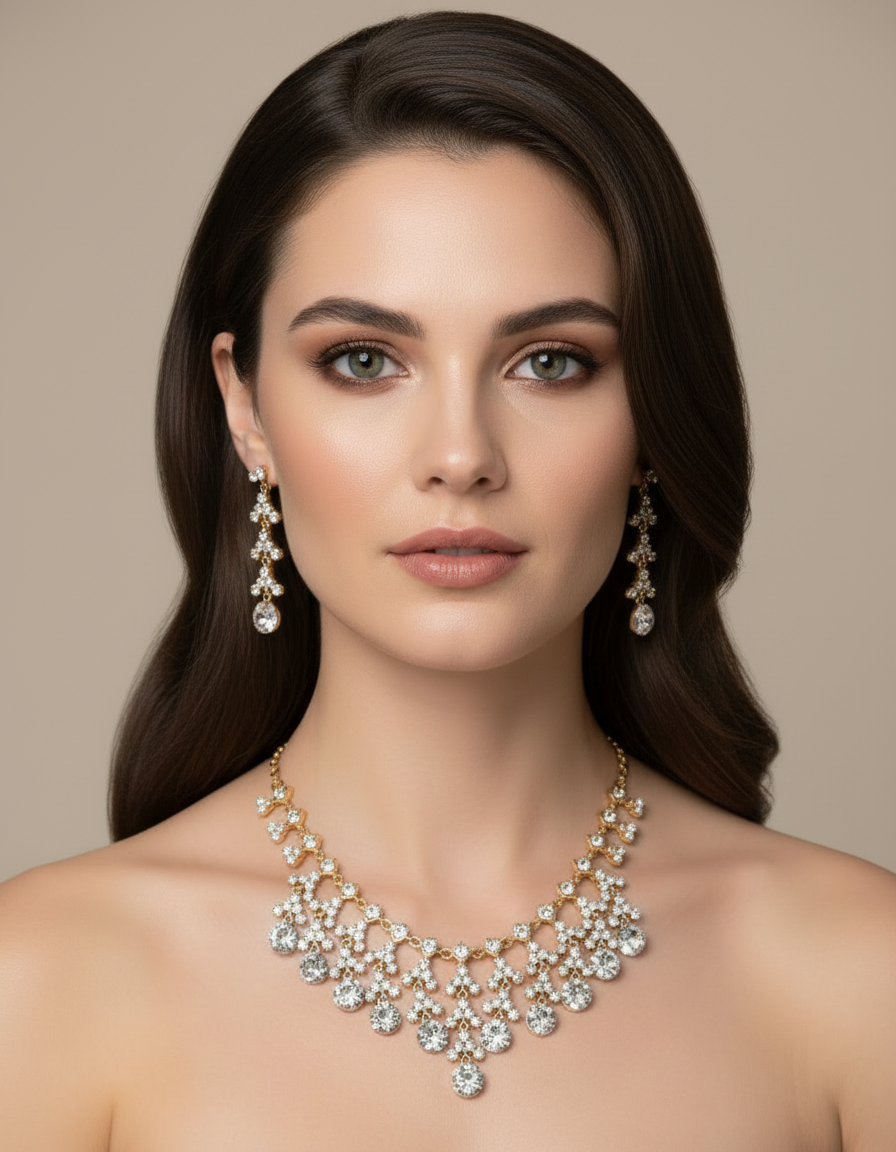 Parure en strass avec pampilles rondes : choisissez votre couleur Blanc nacrelune.com parure