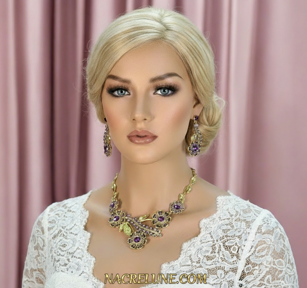 Parure en strass grandes marguerites : choisissez votre couleur NACRELUNE parure