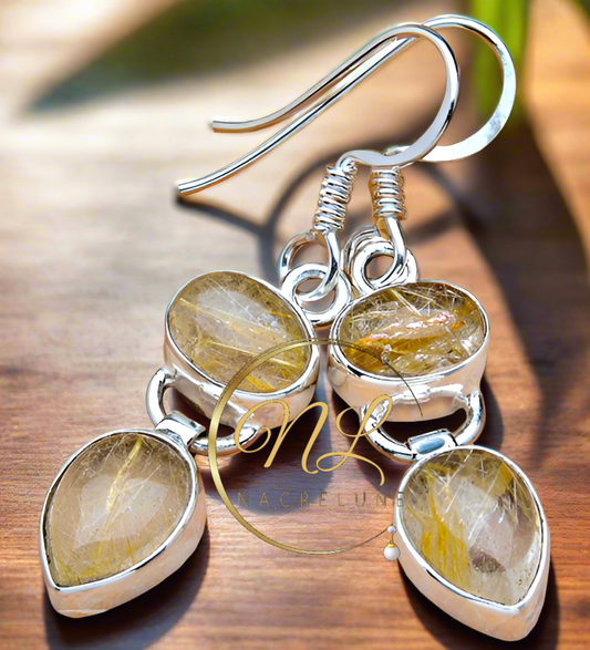 Boucles en argent avec quartz rutiles